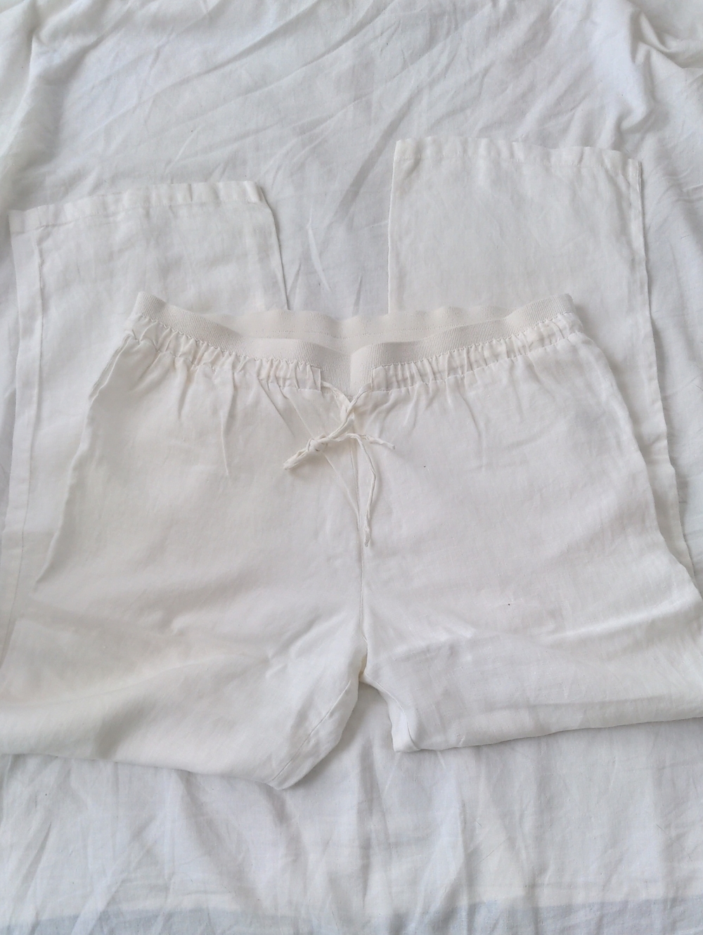 Ellen Tracy Cream White Linen Pants Size Medium